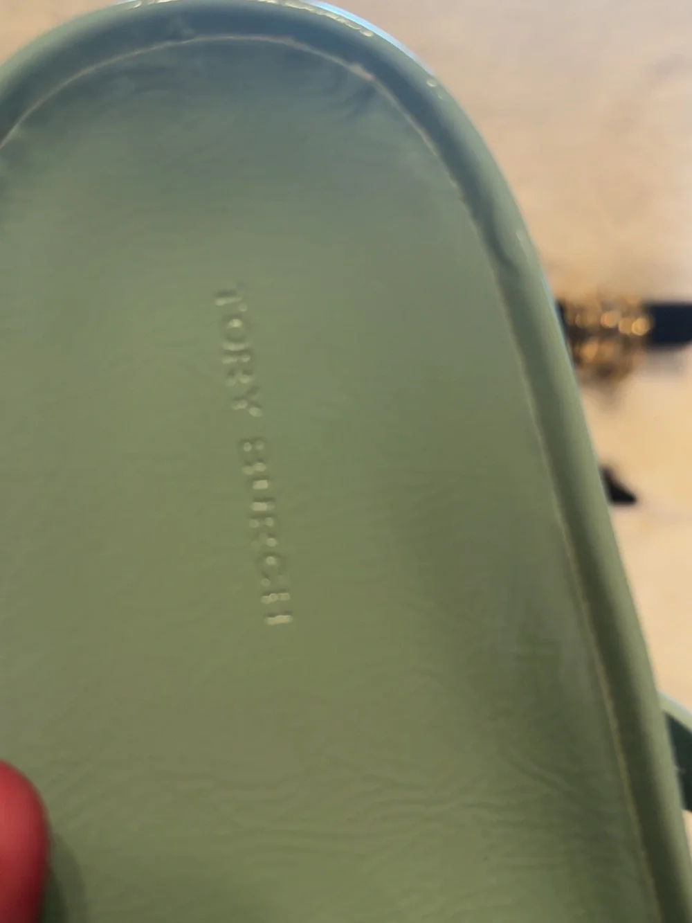 Tory Burch Seafoam Patent Miller Lug Flip Flop with Red Sole